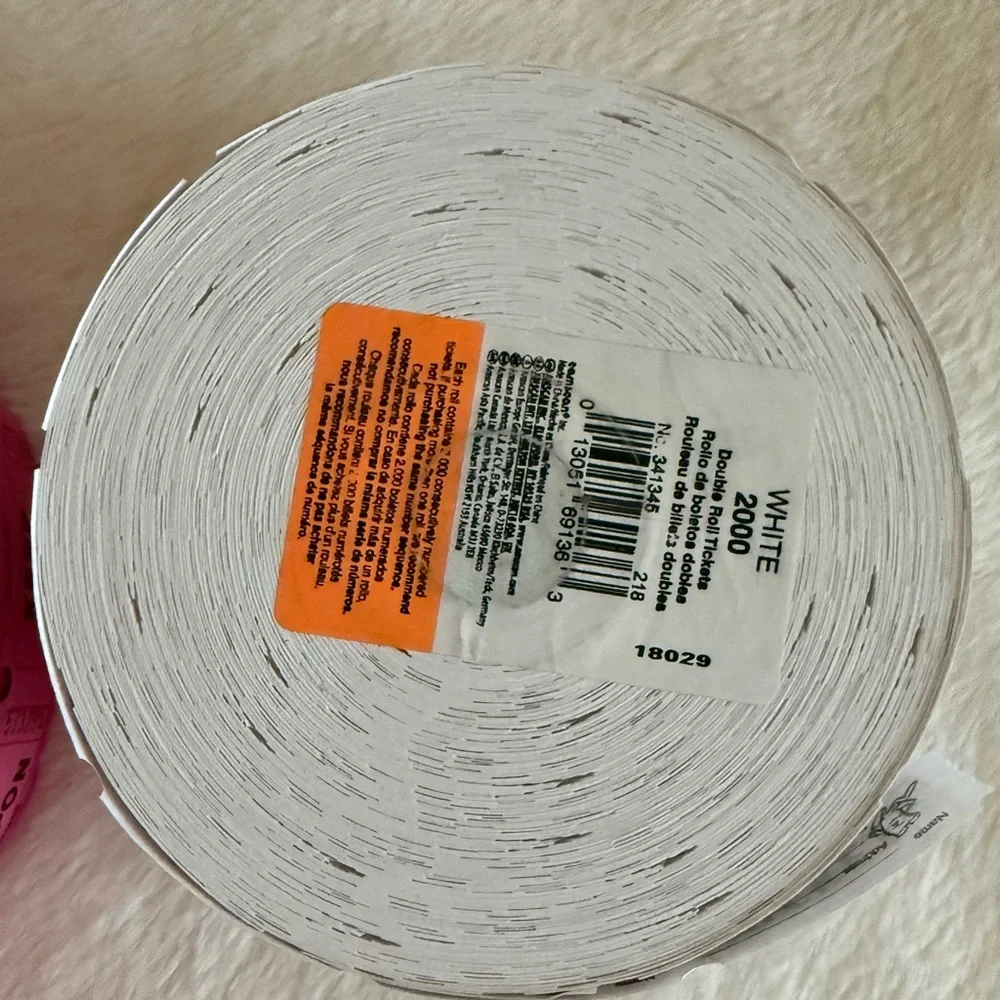 Amscan Pink and White Raffle Ticket Rolls